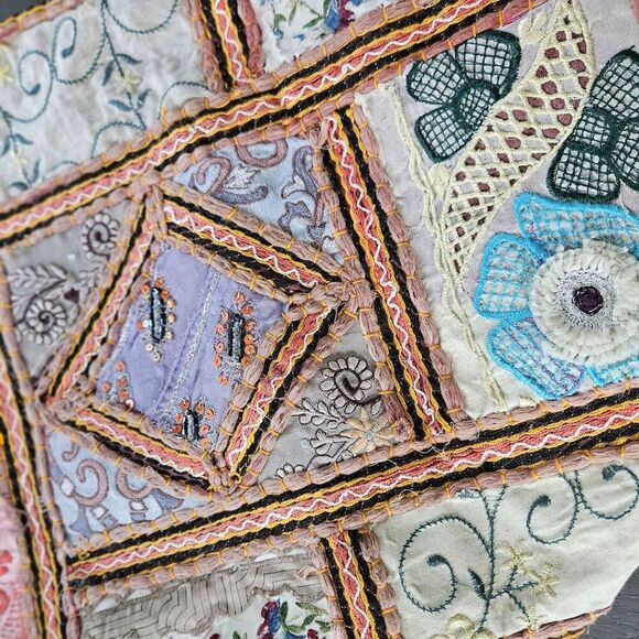 Patchwork Hippie Hobo Bag Boho Crossbody Distressed Festival Art To Wear Funky - Picture 7 of 9